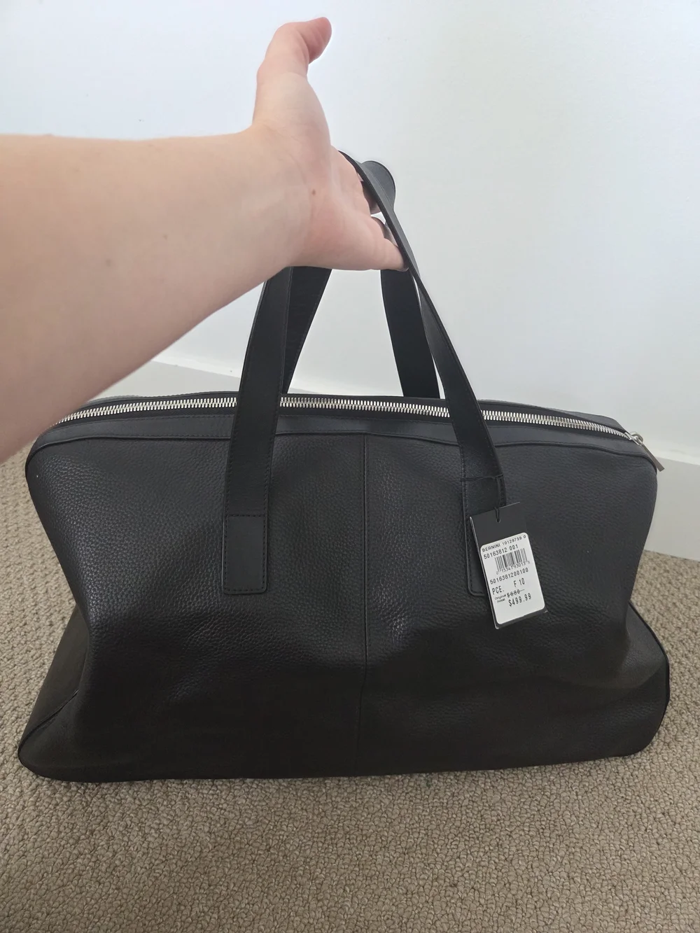 BOSS Black Leather Weekender Bag